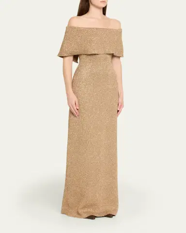 Lela Rose Deed Off-The-Shoulder Sequin Knit Gown | Thumbnail 4 Lela Rose Deed Off-The-Shoulder Sequin Knit Gown | Thumbnail 4