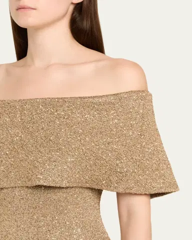 Lela Rose Deed Off-The-Shoulder Sequin Knit Gown | Thumbnail 5 Lela Rose Deed Off-The-Shoulder Sequin Knit Gown | Thumbnail 5