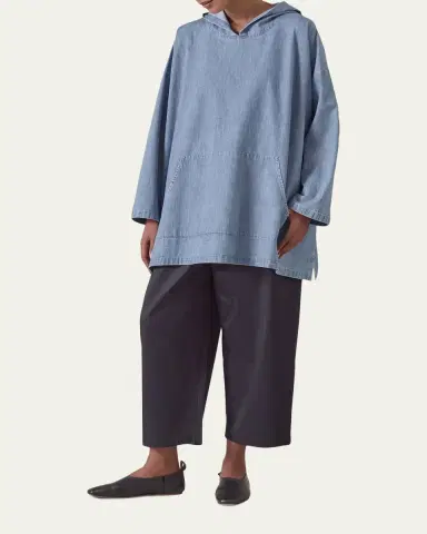 Eskandar A-Line Hooded Cotton Denim Shirt | Thumbnail 2 Eskandar A-Line Hooded Cotton Denim Shirt | Thumbnail 2