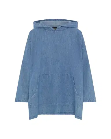 Eskandar A-Line Hooded Cotton Denim Shirt | Thumbnail 1 Eskandar A-Line Hooded Cotton Denim Shirt | Thumbnail 1