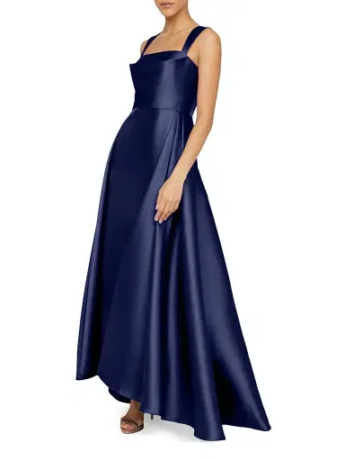 Theia Women's Zendaya Satin High-Low Gown - Navy | Thumbnail 4 Theia Women's Zendaya Satin High-Low Gown - Navy | Thumbnail 4