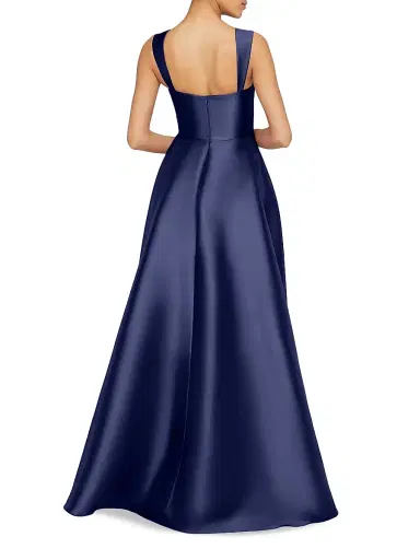 Theia Women's Zendaya Satin High-Low Gown - Navy | Thumbnail 5 Theia Women's Zendaya Satin High-Low Gown - Navy | Thumbnail 5