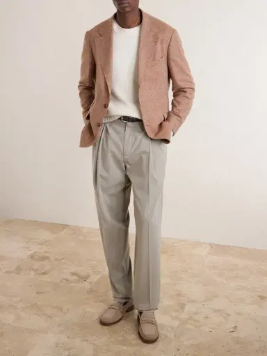Brunello Cucinelli Straight-Leg Pleated Cotton-Twill Trousers - Men | Thumbnail 2 Brunello Cucinelli Straight-Leg Pleated Cotton-Twill Trousers - Men | Thumbnail 2