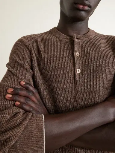 Brunello Cucinelli Ribbed Linen and Cotton-Blend Henley Sweater - Men | Thumbnail 5 Brunello Cucinelli Ribbed Linen and Cotton-Blend Henley Sweater - Men | Thumbnail 5