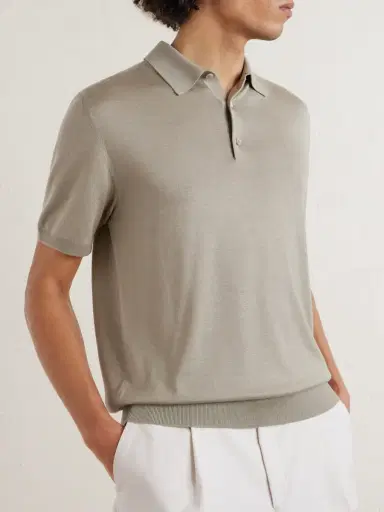 Loro Piana Slim-Fit Wool, Silk and Cashmere-Blend Polo Shirt - Men | Thumbnail 3 Loro Piana Slim-Fit Wool, Silk and Cashmere-Blend Polo Shirt - Men | Thumbnail 3