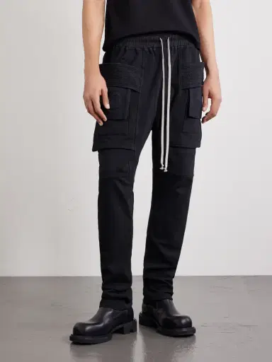 DRKSHDW by Rick Owens Creatch Tapered Cotton-Jersey Drawstring Cargo Trousers - Men | Thumbnail 3 DRKSHDW by Rick Owens Creatch Tapered Cotton-Jersey Drawstring Cargo Trousers - Men | Thumbnail 3