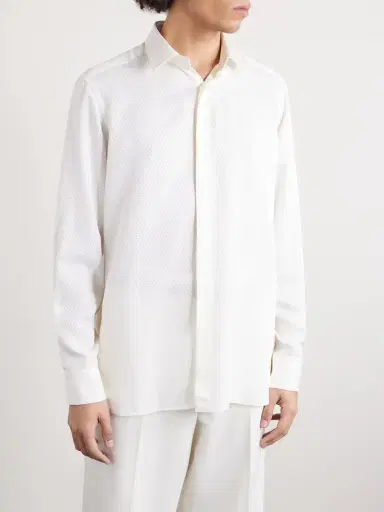 Tom Ford Perforated Silk-Twill Shirt - Men | Thumbnail 3 Tom Ford Perforated Silk-Twill Shirt - Men | Thumbnail 3