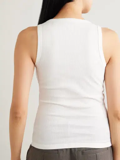 Burberry Lace-up Embroidered Ribbed Stretch-cotton Jersey Tank | Thumbnail 4 Burberry Lace-up Embroidered Ribbed Stretch-cotton Jersey Tank | Thumbnail 4