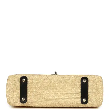 Chanel Chanel Large Flap Bag Beige Raffia and Black Lambskin Light Gold Hardware | Thumbnail 6 Chanel Chanel Large Flap Bag Beige Raffia and Black Lambskin Light Gold Hardware | Thumbnail 6