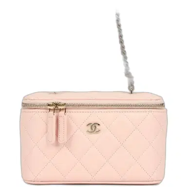 Chanel Chanel Small Classic Vanity Case Light Pink Shiny Caviar Light Gold Hardware | Thumbnail 1 Chanel Chanel Small Classic Vanity Case Light Pink Shiny Caviar Light Gold Hardware | Thumbnail 1