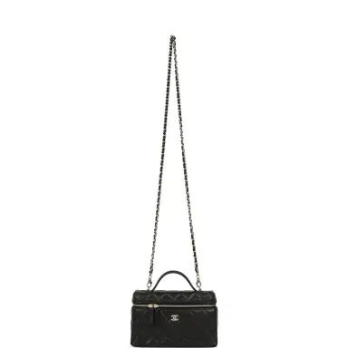 Chanel Chanel Top Handle Long Vanity Case with Chain Black Caviar Light Gold Hardware | Thumbnail 2 Chanel Chanel Top Handle Long Vanity Case with Chain Black Caviar Light Gold Hardware | Thumbnail 2