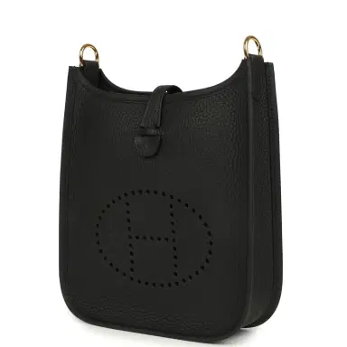 HERMÈS Hermes Evelyne TPM Black Clemence Gold Hardware | Thumbnail 2 HERMÈS Hermes Evelyne TPM Black Clemence Gold Hardware | Thumbnail 2
