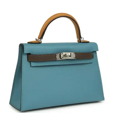 HERMÈS Hermes Kelly Sellier 20 Tri-color Blue Jean, Sesame and Ecorce Epsom Palladium Hardware | Thumbnail 2 HERMÈS Hermes Kelly Sellier 20 Tri-color Blue Jean, Sesame and Ecorce Epsom Palladium Hardware | Thumbnail 2
