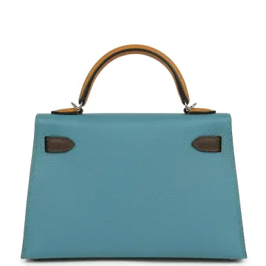 HERMÈS Hermes Kelly Sellier 20 Tri-color Blue Jean, Sesame and Ecorce Epsom Palladium Hardware | Thumbnail 4 HERMÈS Hermes Kelly Sellier 20 Tri-color Blue Jean, Sesame and Ecorce Epsom Palladium Hardware | Thumbnail 4