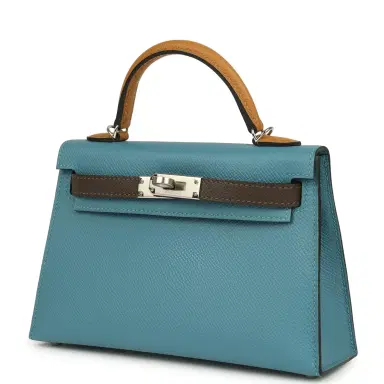 HERMÈS Hermes Kelly Sellier 20 Tri-color Blue Jean, Sesame and Ecorce Epsom Palladium Hardware | Thumbnail 5 HERMÈS Hermes Kelly Sellier 20 Tri-color Blue Jean, Sesame and Ecorce Epsom Palladium Hardware | Thumbnail 5