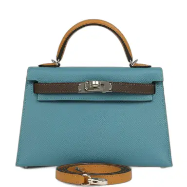 HERMÈS Hermes Kelly Sellier 20 Tri-color Blue Jean, Sesame and Ecorce Epsom Palladium Hardware | Thumbnail 1 HERMÈS Hermes Kelly Sellier 20 Tri-color Blue Jean, Sesame and Ecorce Epsom Palladium Hardware | Thumbnail 1