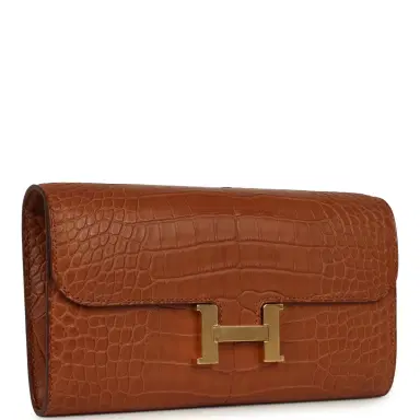 HERMÈS Pre-owned Hermes Constance Wallet To Go Gold Matte Alligator Gold Hardware | Thumbnail 2 HERMÈS Pre-owned Hermes Constance Wallet To Go Gold Matte Alligator Gold Hardware | Thumbnail 2
