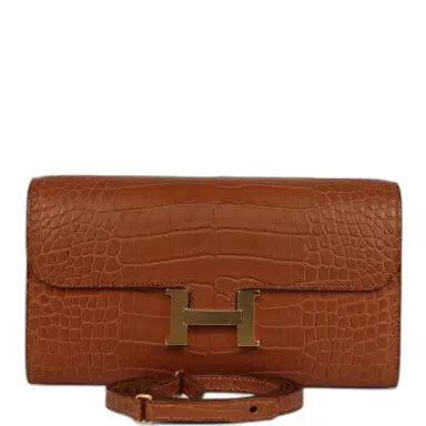 HERMÈS Pre-owned Hermes Constance Wallet To Go Gold Matte Alligator Gold Hardware | Thumbnail 1 HERMÈS Pre-owned Hermes Constance Wallet To Go Gold Matte Alligator Gold Hardware | Thumbnail 1