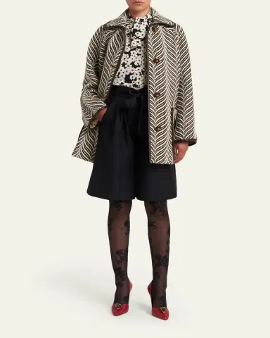 Valentino Garavani Wool Animal Jacquard Single-Breasted Coat | Thumbnail 2 Valentino Garavani Wool Animal Jacquard Single-Breasted Coat | Thumbnail 2