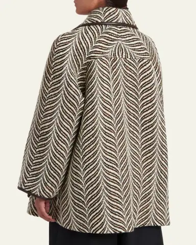 Valentino Garavani Wool Animal Jacquard Single-Breasted Coat | Thumbnail 3 Valentino Garavani Wool Animal Jacquard Single-Breasted Coat | Thumbnail 3