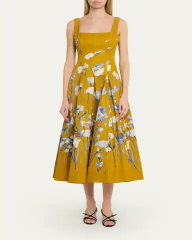 Lela Rose Floral Faille Sleeveless Fit-&-Flare Gown | Thumbnail 6 Lela Rose Floral Faille Sleeveless Fit-&-Flare Gown | Thumbnail 6