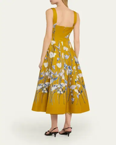 Lela Rose Floral Faille Sleeveless Fit-&-Flare Gown | Thumbnail 7 Lela Rose Floral Faille Sleeveless Fit-&-Flare Gown | Thumbnail 7