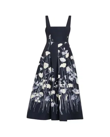 Lela Rose Floral Faille Sleeveless Fit-&-Flare Gown | Thumbnail 1 Lela Rose Floral Faille Sleeveless Fit-&-Flare Gown | Thumbnail 1