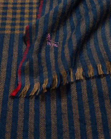 Anderson & Sheppard Men's Mini-Check Cashmere Scarf | Thumbnail 4 Anderson & Sheppard Men's Mini-Check Cashmere Scarf | Thumbnail 4