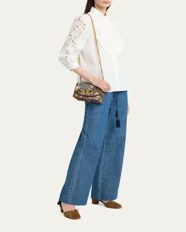 Valentino Garavani Small Floral Woven Leather-Trim Shoulder Bag | Thumbnail 5 Valentino Garavani Small Floral Woven Leather-Trim Shoulder Bag | Thumbnail 5