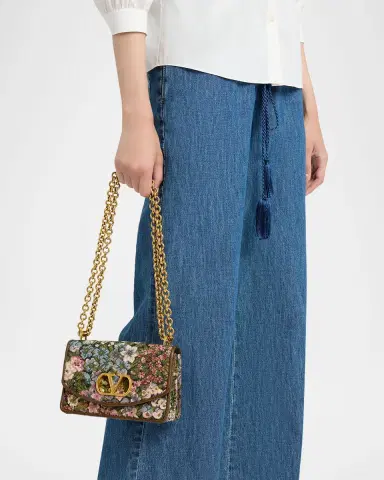 Valentino Garavani Small Floral Woven Leather-Trim Shoulder Bag | Thumbnail 6 Valentino Garavani Small Floral Woven Leather-Trim Shoulder Bag | Thumbnail 6