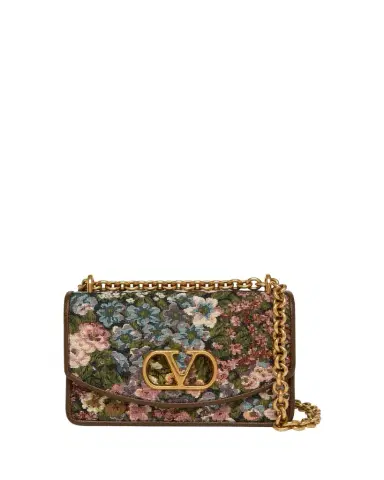 Valentino Garavani Small Floral Woven Leather-Trim Shoulder Bag | Thumbnail 1 Valentino Garavani Small Floral Woven Leather-Trim Shoulder Bag | Thumbnail 1