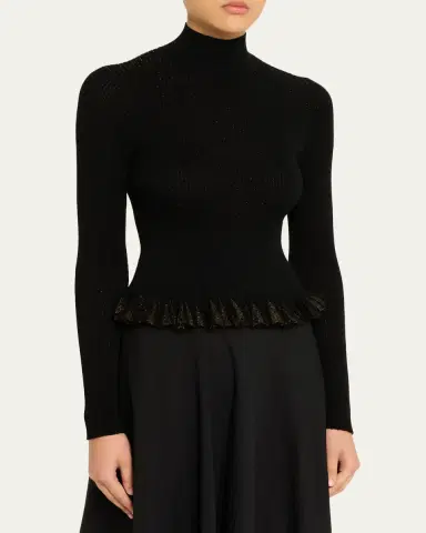 Ulla Johnson Yulia Ruffle Sparkly Knit Turtleneck | Thumbnail 4 Ulla Johnson Yulia Ruffle Sparkly Knit Turtleneck | Thumbnail 4