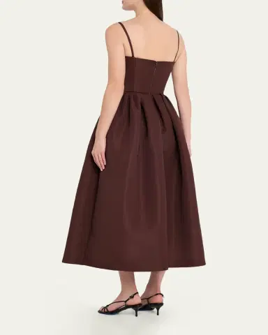 Oscar de la Renta Chine Cyclamen Faille Midi Cocktail Dress | Thumbnail 3 Oscar de la Renta Chine Cyclamen Faille Midi Cocktail Dress | Thumbnail 3
