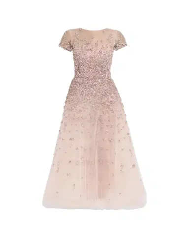 Oscar de la Renta Degrade Crystal Cap-Sleeve Midi Cocktail Dress | Thumbnail 1 Oscar de la Renta Degrade Crystal Cap-Sleeve Midi Cocktail Dress | Thumbnail 1