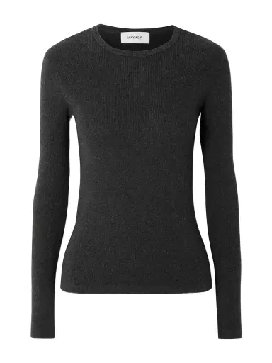 Lisa Yang Vivian Ribbed Cotton And Cashmere-blend T-shirt | Thumbnail 1 Lisa Yang Vivian Ribbed Cotton And Cashmere-blend T-shirt | Thumbnail 1