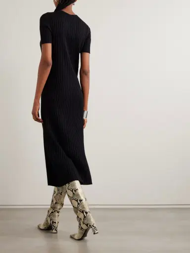 Lisa Yang Isabela Ribbed Cotton And Cashmere-blend Midi Dress | Thumbnail 3 Lisa Yang Isabela Ribbed Cotton And Cashmere-blend Midi Dress | Thumbnail 3