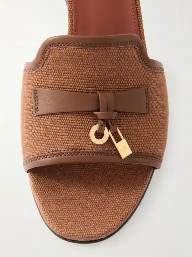 Loro Piana Summer Charms Embellished Leather-trimmed Canvas Mules | Thumbnail 5 Loro Piana Summer Charms Embellished Leather-trimmed Canvas Mules | Thumbnail 5