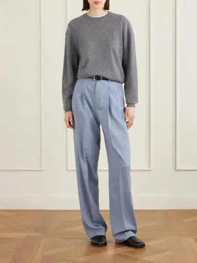 Loro Piana Hector Pleated Wool, Silk And Linen-blend Wide-leg Pants | Thumbnail 2 Loro Piana Hector Pleated Wool, Silk And Linen-blend Wide-leg Pants | Thumbnail 2