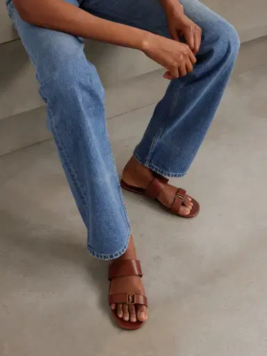 Saint Laurent Babylone Embellished Leather Slides | Thumbnail 2 Saint Laurent Babylone Embellished Leather Slides | Thumbnail 2
