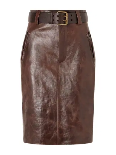 Saint Laurent Belted Leather Pencil Skirt | Thumbnail 1 Saint Laurent Belted Leather Pencil Skirt | Thumbnail 1