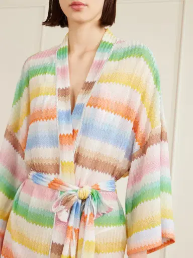 Missoni Mare Belted Striped Metallic Crochet-knit Cover-up | Thumbnail 4 Missoni Mare Belted Striped Metallic Crochet-knit Cover-up | Thumbnail 4