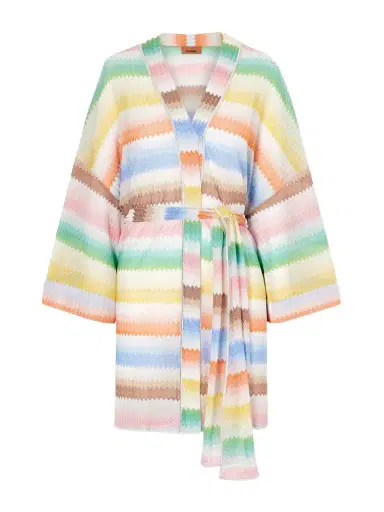 Missoni Mare Belted Striped Metallic Crochet-knit Cover-up | Thumbnail 1 Missoni Mare Belted Striped Metallic Crochet-knit Cover-up | Thumbnail 1