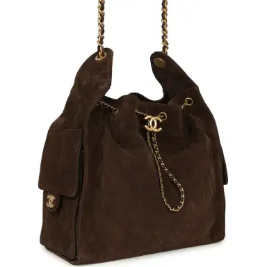 Chanel Chanel Medium 25 Hobo Bag Dark Brown Suede Antique Gold Hardware | Thumbnail 2 Chanel Chanel Medium 25 Hobo Bag Dark Brown Suede Antique Gold Hardware | Thumbnail 2
