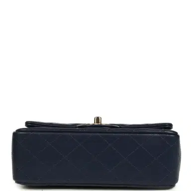 Chanel Chanel Mini Classic Rectangular Top Handle Flap Navy Lambskin Light Gold Hardware | Thumbnail 6 Chanel Chanel Mini Classic Rectangular Top Handle Flap Navy Lambskin Light Gold Hardware | Thumbnail 6