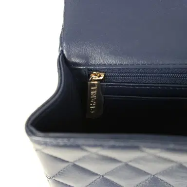 Chanel Chanel Mini Classic Rectangular Top Handle Flap Navy Lambskin Light Gold Hardware | Thumbnail 9 Chanel Chanel Mini Classic Rectangular Top Handle Flap Navy Lambskin Light Gold Hardware | Thumbnail 9