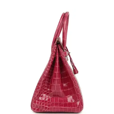 HERMÈS Pre-owned Hermes Birkin 35 Rose Tyrien Shiny Porosus Crocodile Palladium Hardware | Thumbnail 3 HERMÈS Pre-owned Hermes Birkin 35 Rose Tyrien Shiny Porosus Crocodile Palladium Hardware | Thumbnail 3