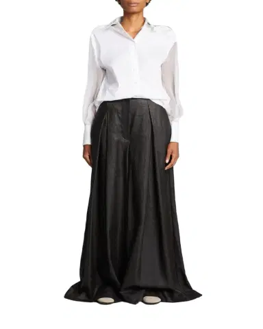 Brunello Cucinelli Mixed-Media Monili Balloon-Sleeve Top | Thumbnail 1 Brunello Cucinelli Mixed-Media Monili Balloon-Sleeve Top | Thumbnail 1