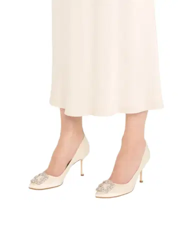 Manolo Blahnik Hangisi Satin Buckle Pumps | Thumbnail 1 Manolo Blahnik Hangisi Satin Buckle Pumps | Thumbnail 1