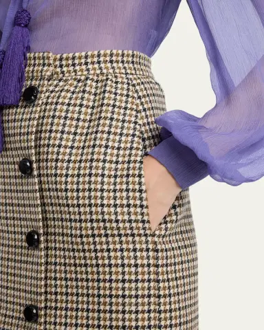 Valentino Garavani Rockstud Button-Front Houndstooth Mini Skirt | Thumbnail 5 Valentino Garavani Rockstud Button-Front Houndstooth Mini Skirt | Thumbnail 5