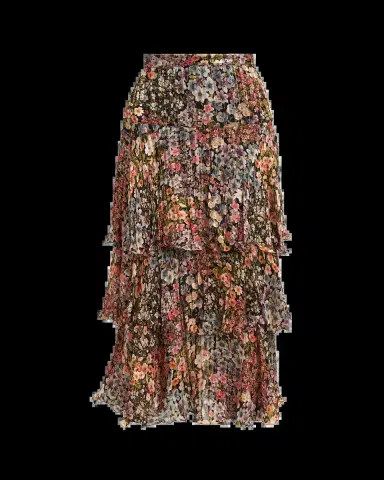Valentino Garavani Tiered Floral Metallic Silk Midi Skirt | Thumbnail 5 Valentino Garavani Tiered Floral Metallic Silk Midi Skirt | Thumbnail 5